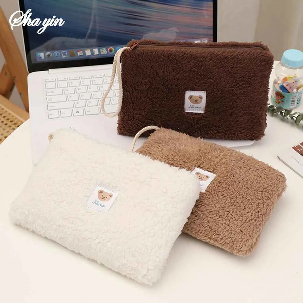 Large Capacity Cute Plush Travel Cosmetic Lipstick Storage Bag Women Makeup Kits Handbags Organizer Wallet Pencil Case Pouch Bag