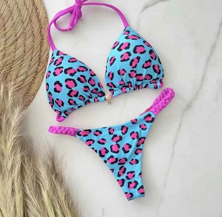 RUOTONGSEPT Sexy Swimsuit Women Braided rope Micro Bikinis 2024 New Swimsuit Leopard Print Brazilian Biquinis Beach Bathing Suit