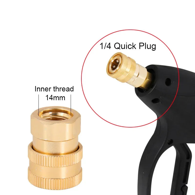 High Pressure Washer 1/4 Quick Connector Water Gun Nozzle Union Quick Plug Foam Kettle Changeover Quick Connect Accessories