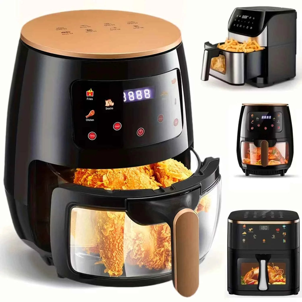 6L/10L Air Fryer, Healthy Cooker with Visual Cooking Window, Non-Stick Basket, 60-Minute Timer, Dishwasher Safe.