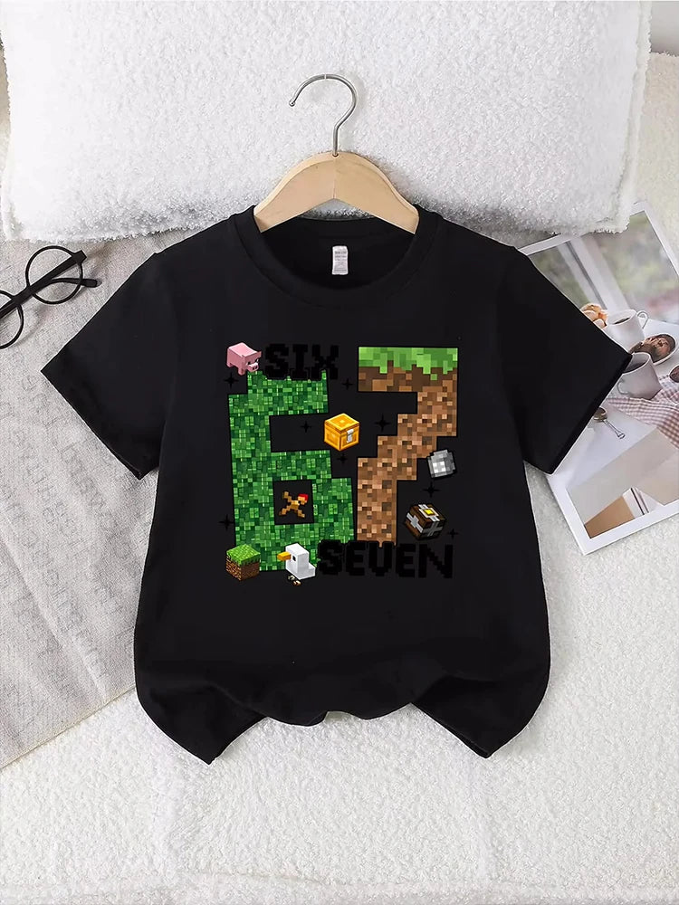 Kids 67 Themed Colorful Print T-Shirt, Soft Cotton Fabric, Breathable and Comfortable, Ideal for Toddlers and Childrendf0224