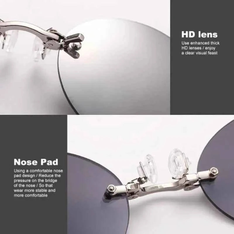 Sunglasses Mini Frameless Vintage Men Eyeglasses1/2pcs Clip On Nose Glasses Round Rimless Frameless Vintage Men Eyeglasses
