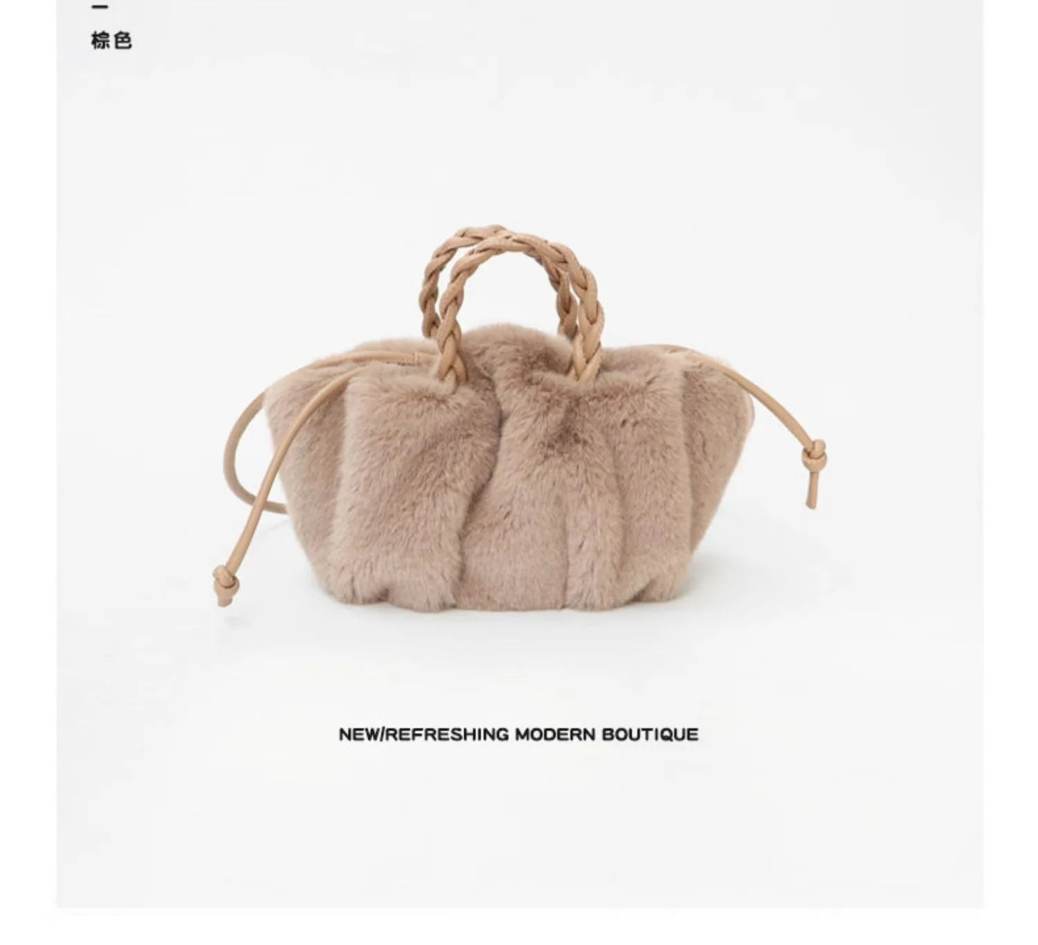 Autumn and winter versatile simple solid color portable hair bag women's autumn and winter new pleated cloud bag high-end plush
