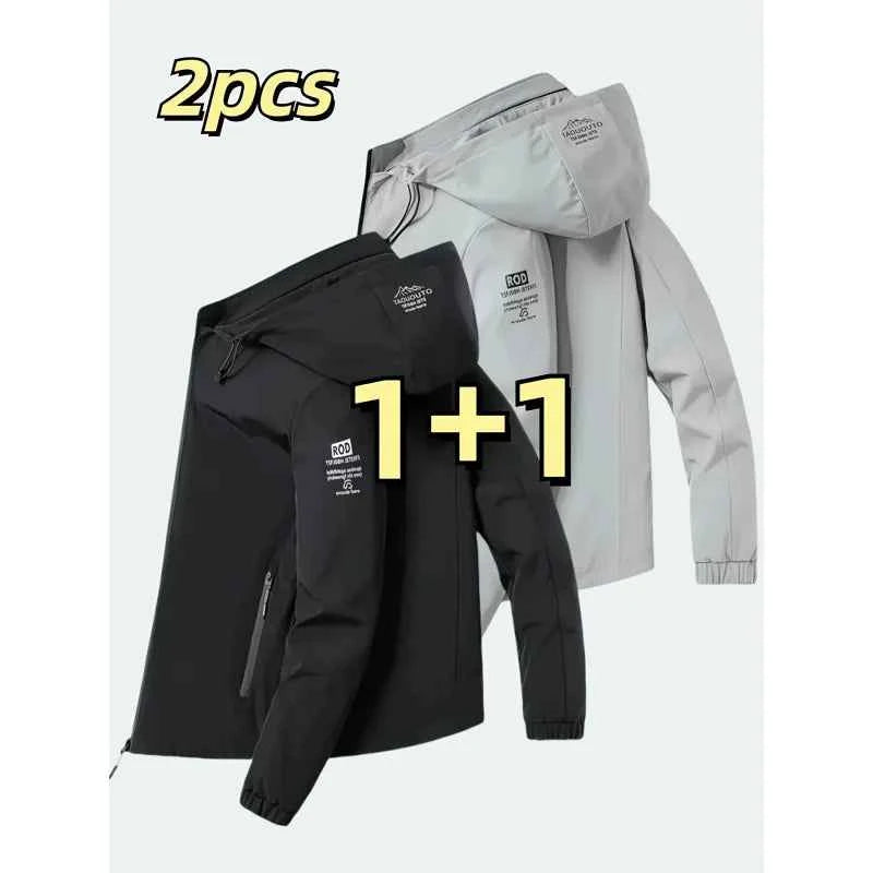 Windproof detachable hooded jacket Korean style trendy loose fashion casual men's jacket