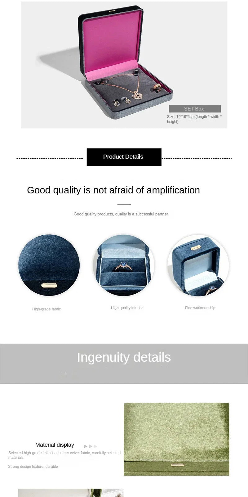 High Grade Retro Velvet Jewelry Organizer Box Ring Earrings Bracelet Necklace Storage Gift Jewelry Packaging Case