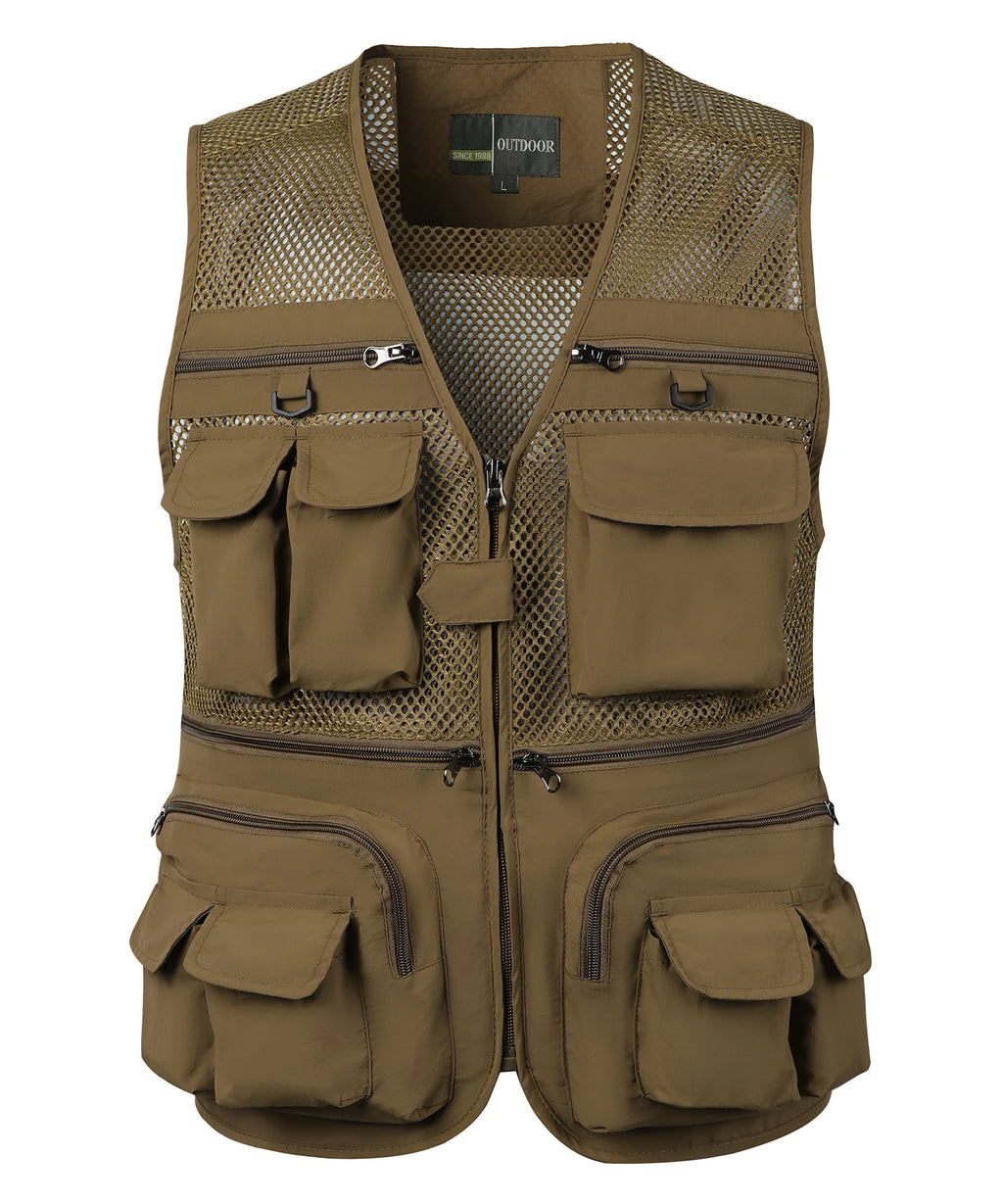 Men's Vest Tactical Webbed Gear Coat Summer Photographer Waistcoat Tool Many Pocket Mesh Work Sleeveless Jacket Male