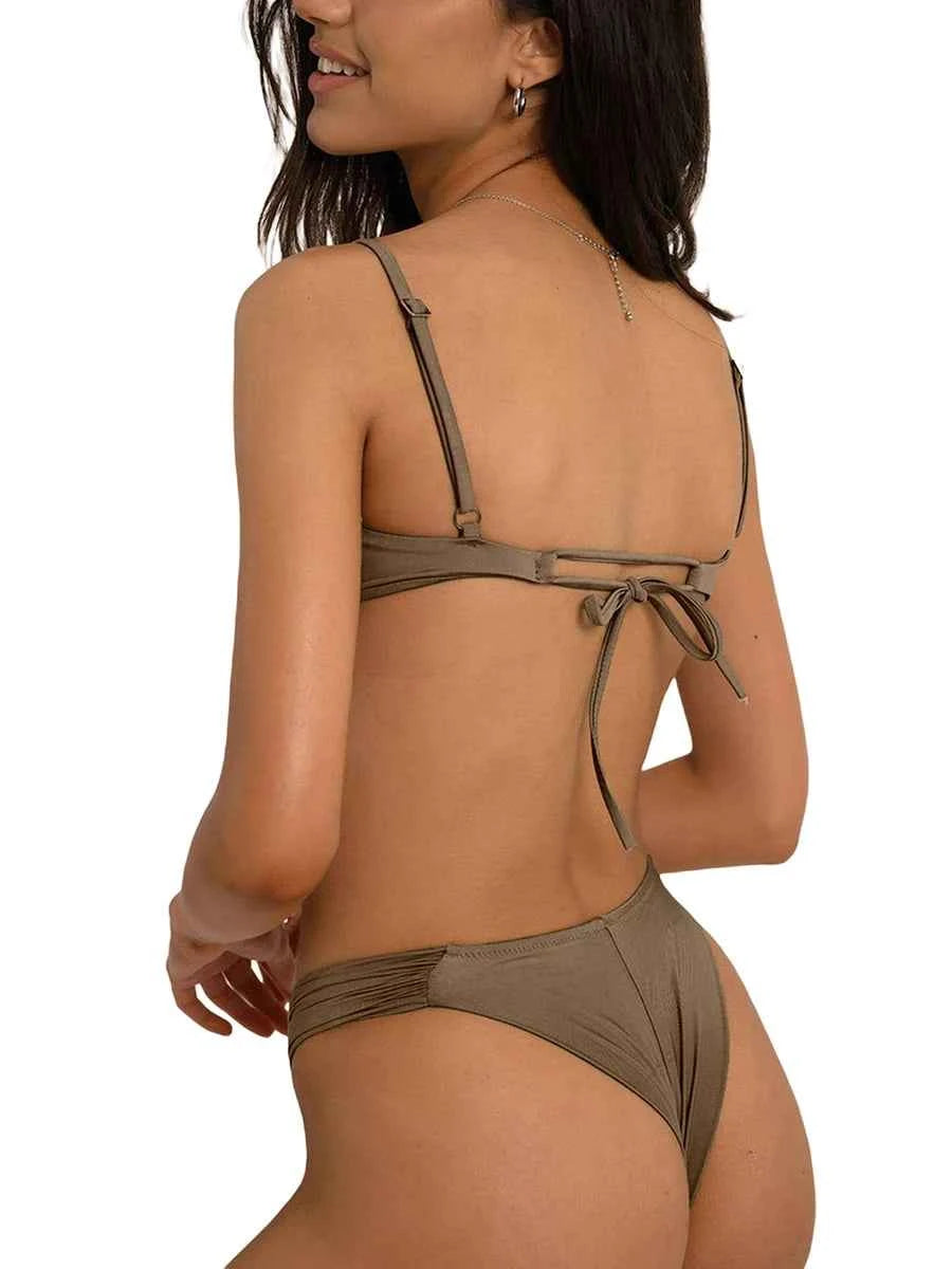 New Hot Sale Sexy Women Push-up Padded Bra Bikini Set Pleated Swimsuit Swimwear Swimming Beach Bathing Costume Bikini Set