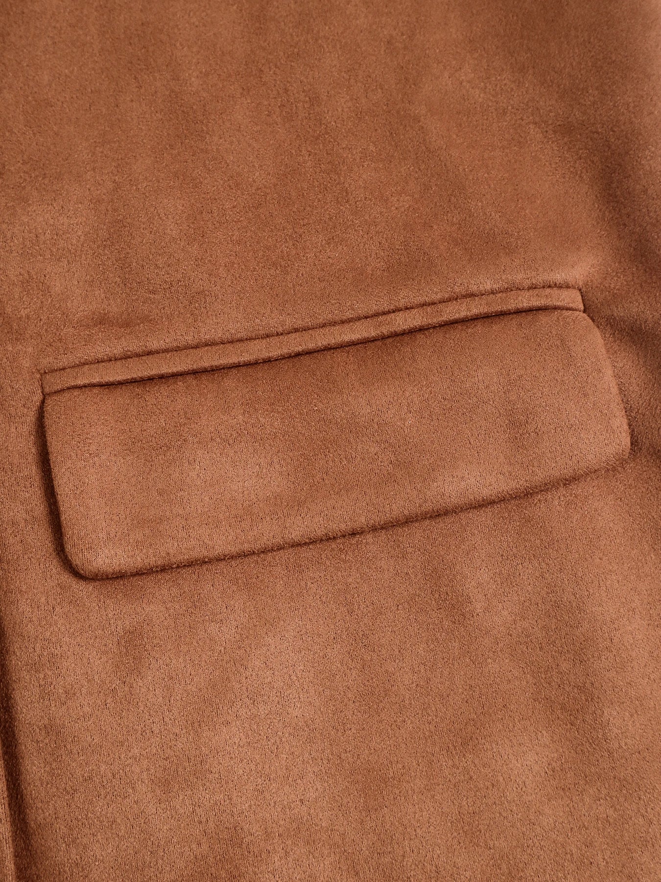 Women's Suede Loose Coat, Elegant Fall & Winter Buttoned Blazer Jacket, Plain Pattern, Moderate Fabric Thickness, Loose Fit