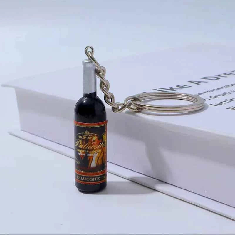 9 Style Wine Bottle Keychain Miniature Alcohol Keyring Cute Novelty Bag Charm Wine Lovers Gift Adult Party Favors Small Pendant