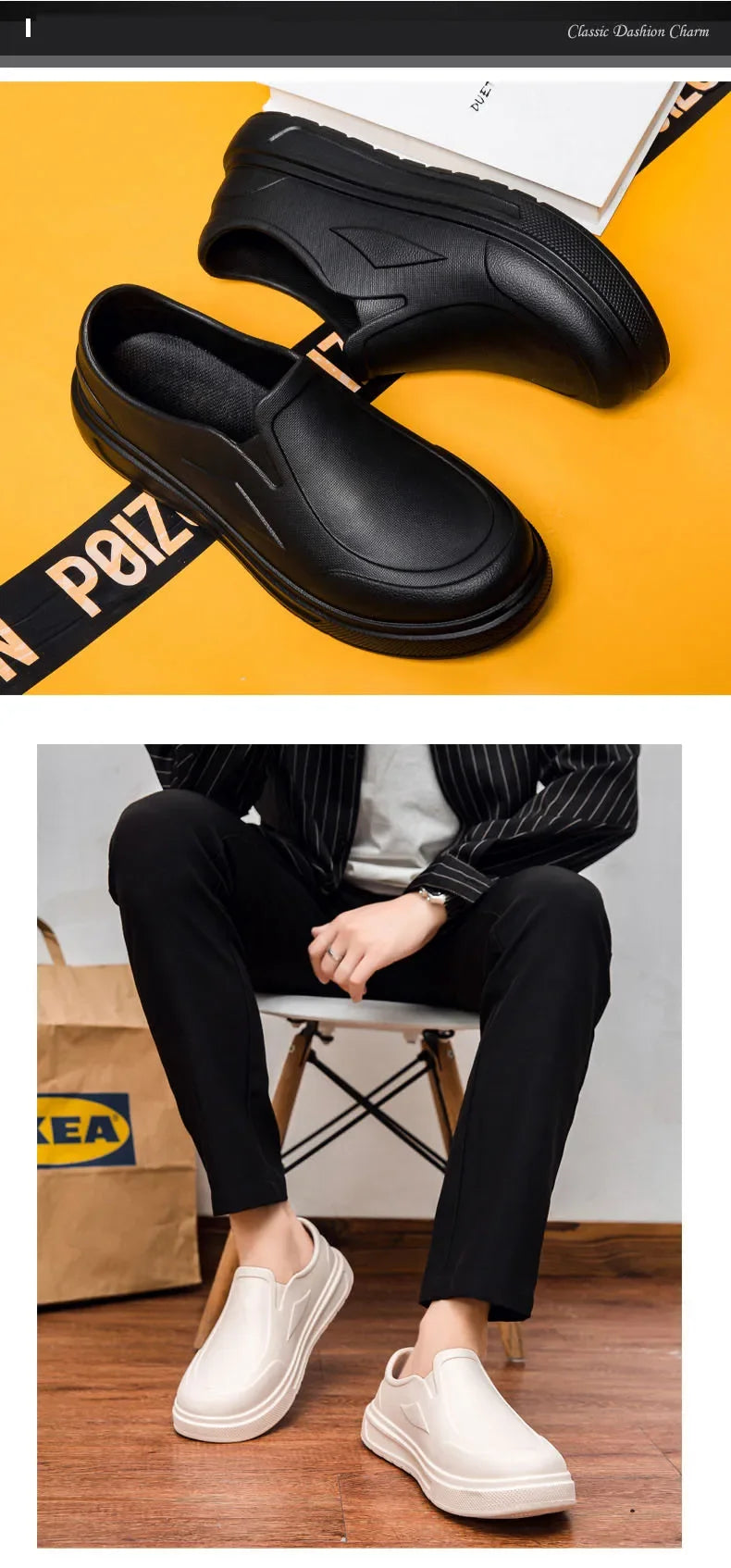 Men's Chef Shoes Anti Slip Oil Resistant Dirt Resistant Kitchen Shoes Work Shoes Quick Drying Rain Shoes Large Size Breath Clogs