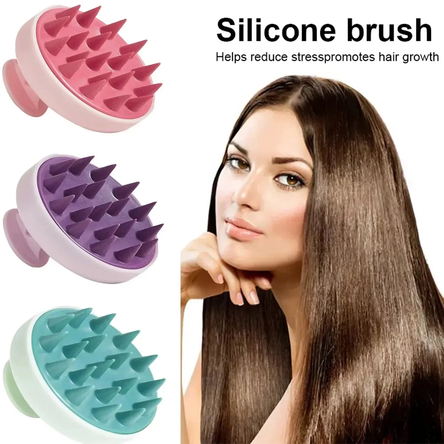 Soft Silicone Scalp Massage Brush  Hair Washing Comb Shower Bath Body Massage Brush Anti-slip Hair Care Cleaning Tool