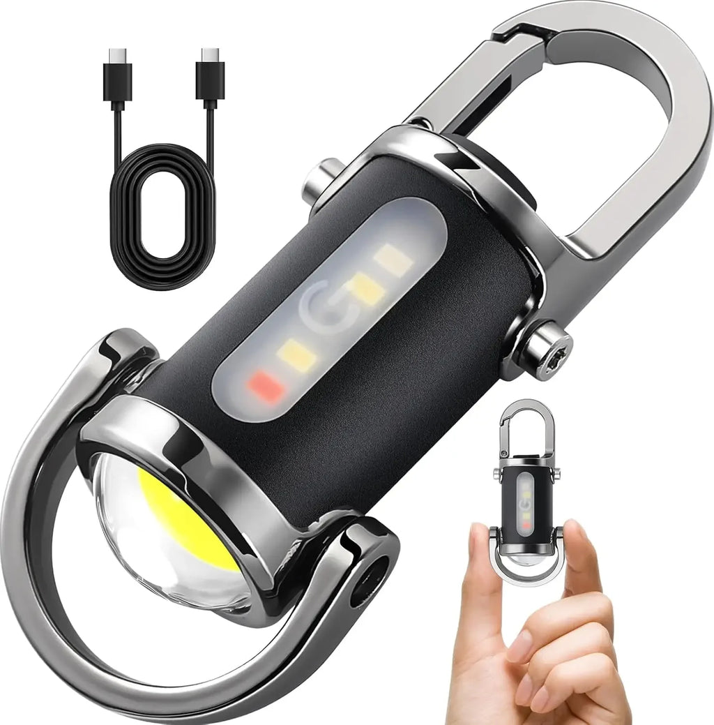 Powerful COB LED Flashlight Keychain USB Rechargeable Hanging Portable Flashlight Waterproof Keyring Camping Walking Pocket Lamp