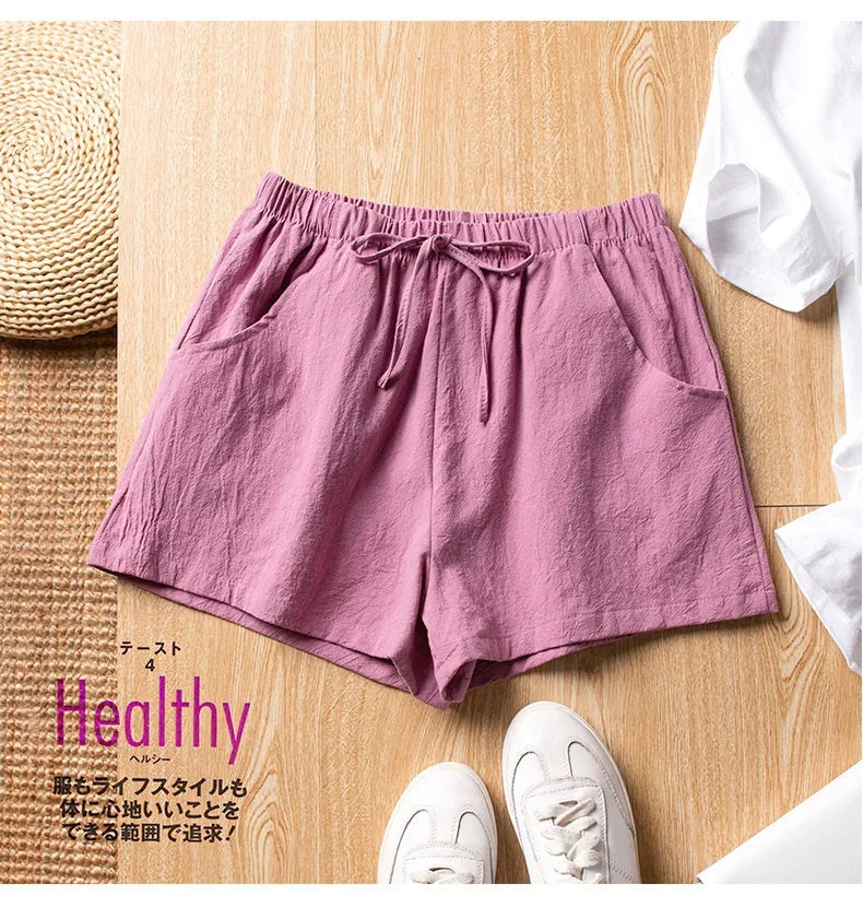 ITOOLIN Casual Linen Shorts Women Gym Workout Shorts Short Pants High Waisted Black Ladies Short Femme Women Shorts Sport Femme