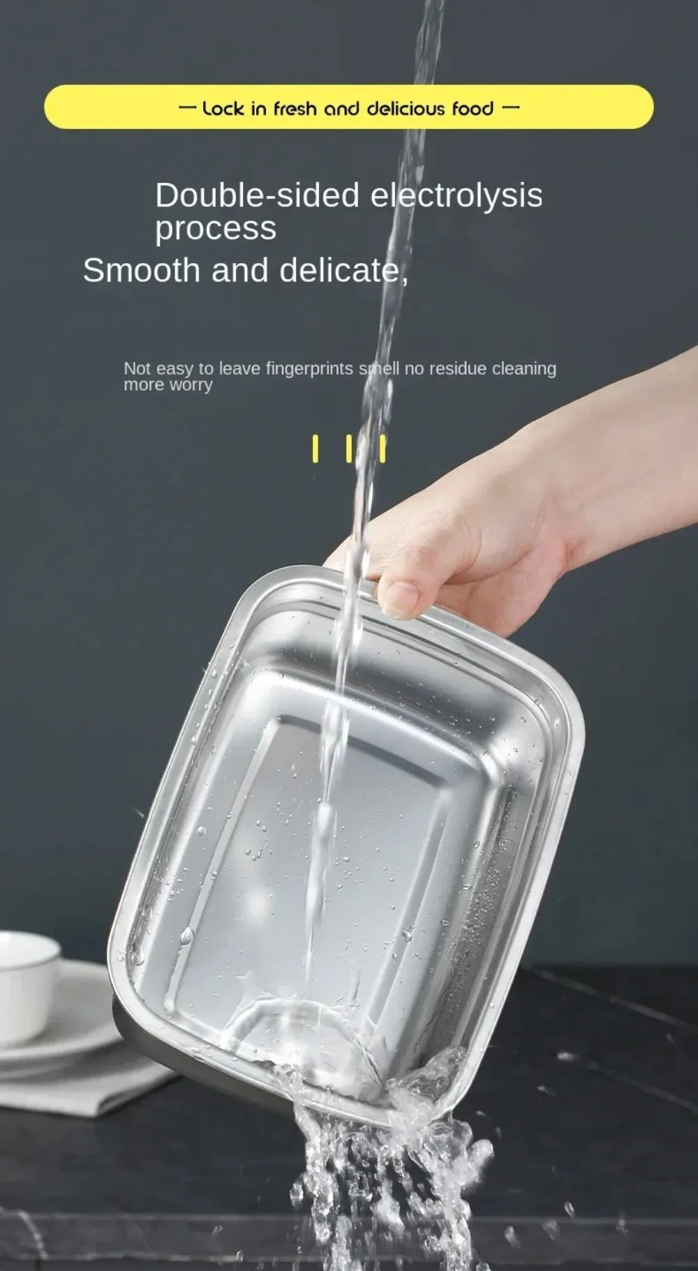 Stainless Steel Camping Lunch Box Large Capacity Refrigerator Freezer Storage Box Sealed Microwave Suitable Leak-proof Box