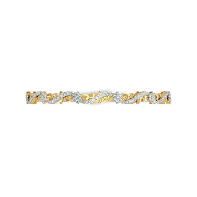 AJRETAIL 1.56ct Royal Curves Natural Diamond Bangle in 14-kt Yellow Gold-HI Color VS-SI Clarity 2.25