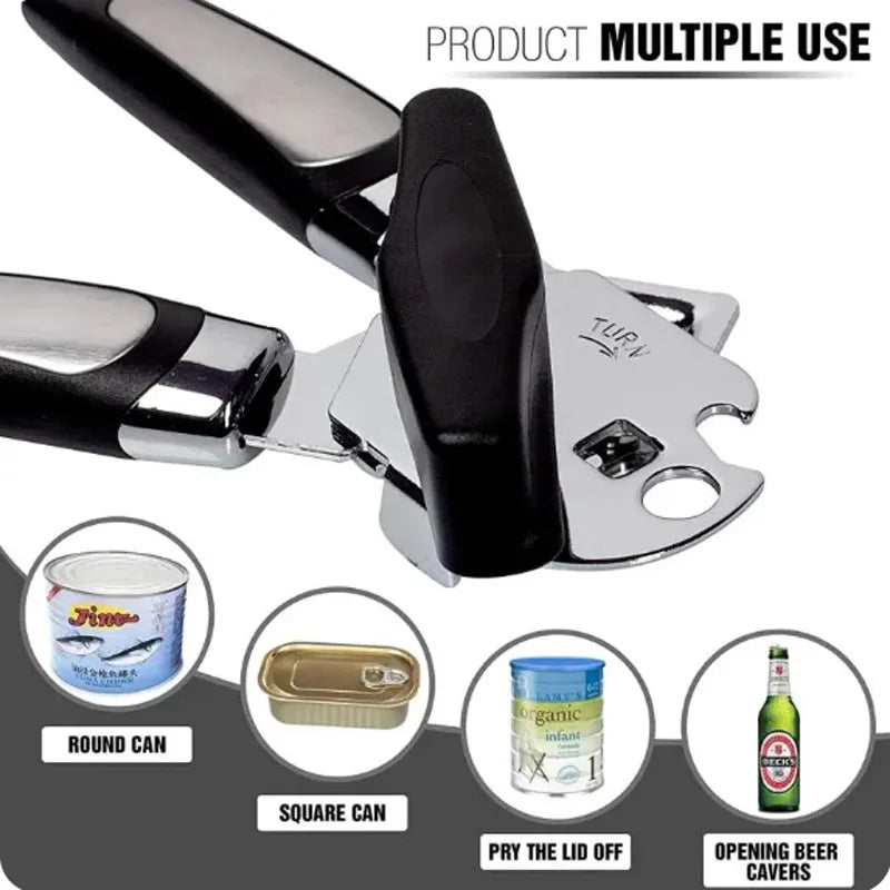 Stainless Steel Can Opener Multifunctional Grip Opener Side Cut Professional Tins Bottle Opener Kitchen Gadgets
