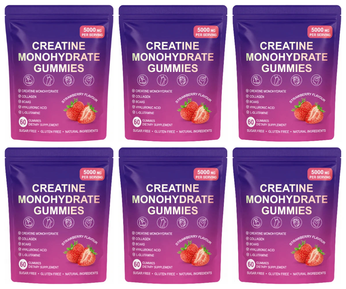 6 bags Package Creatine Gummy Supplement With BCAA, Collagen & Vitamin D3
