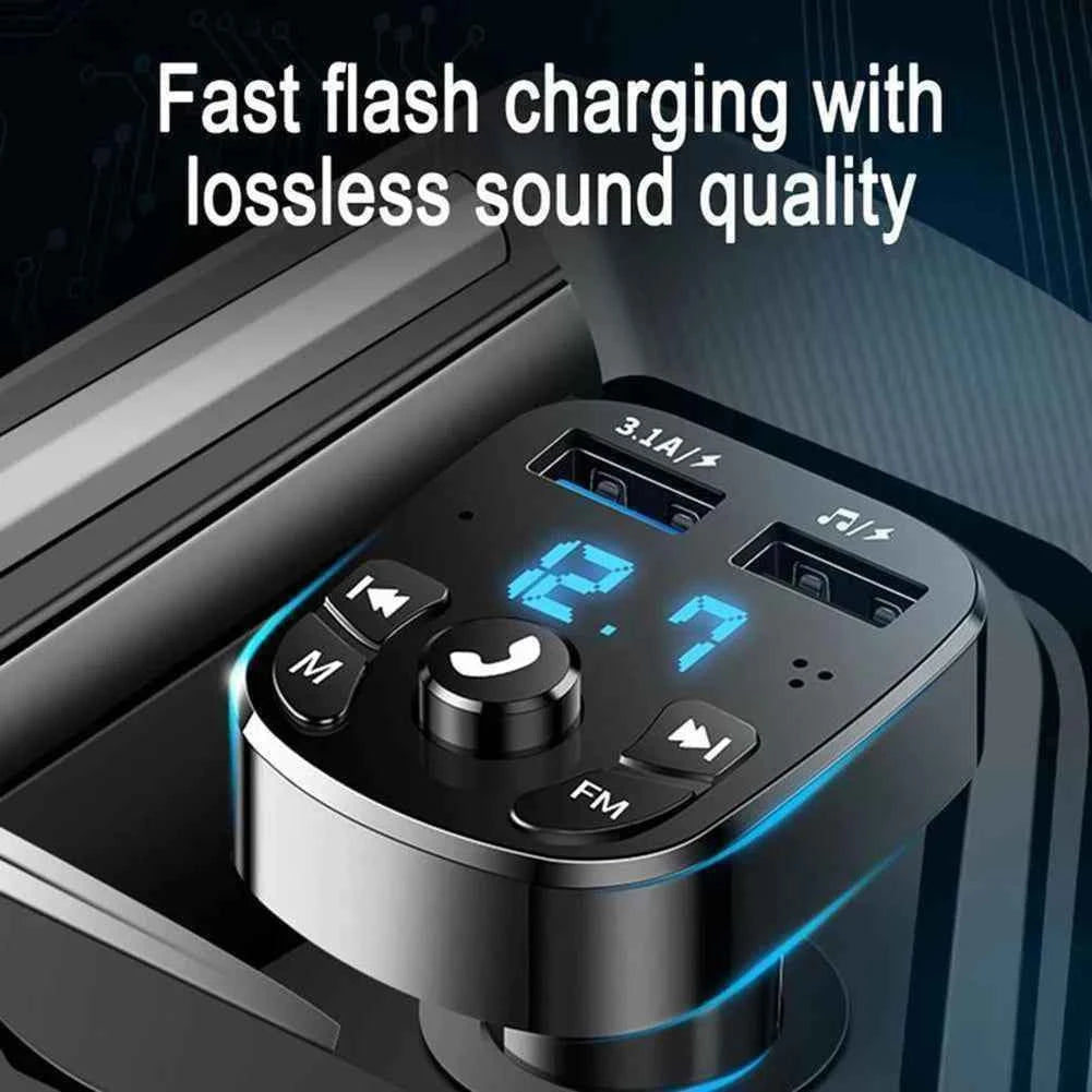 Audio Music Stereo Bluetooth-Compatible 3.1A Fast Charging Audio MP3 Player Wireless FM Transmitter Dual USB Auto Radio Charger