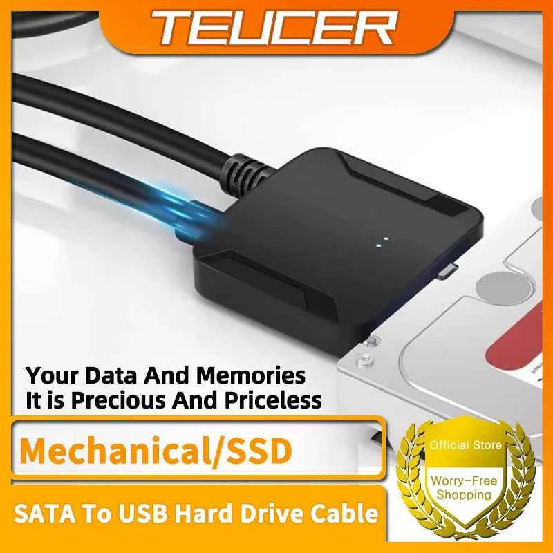 TEUCER SATA to USB 3.0 Cable USB to SATA Hard Drive Adapter Converter for 2.5" 3.5" SSD HDD Hard Drive Disk with Power Adapter