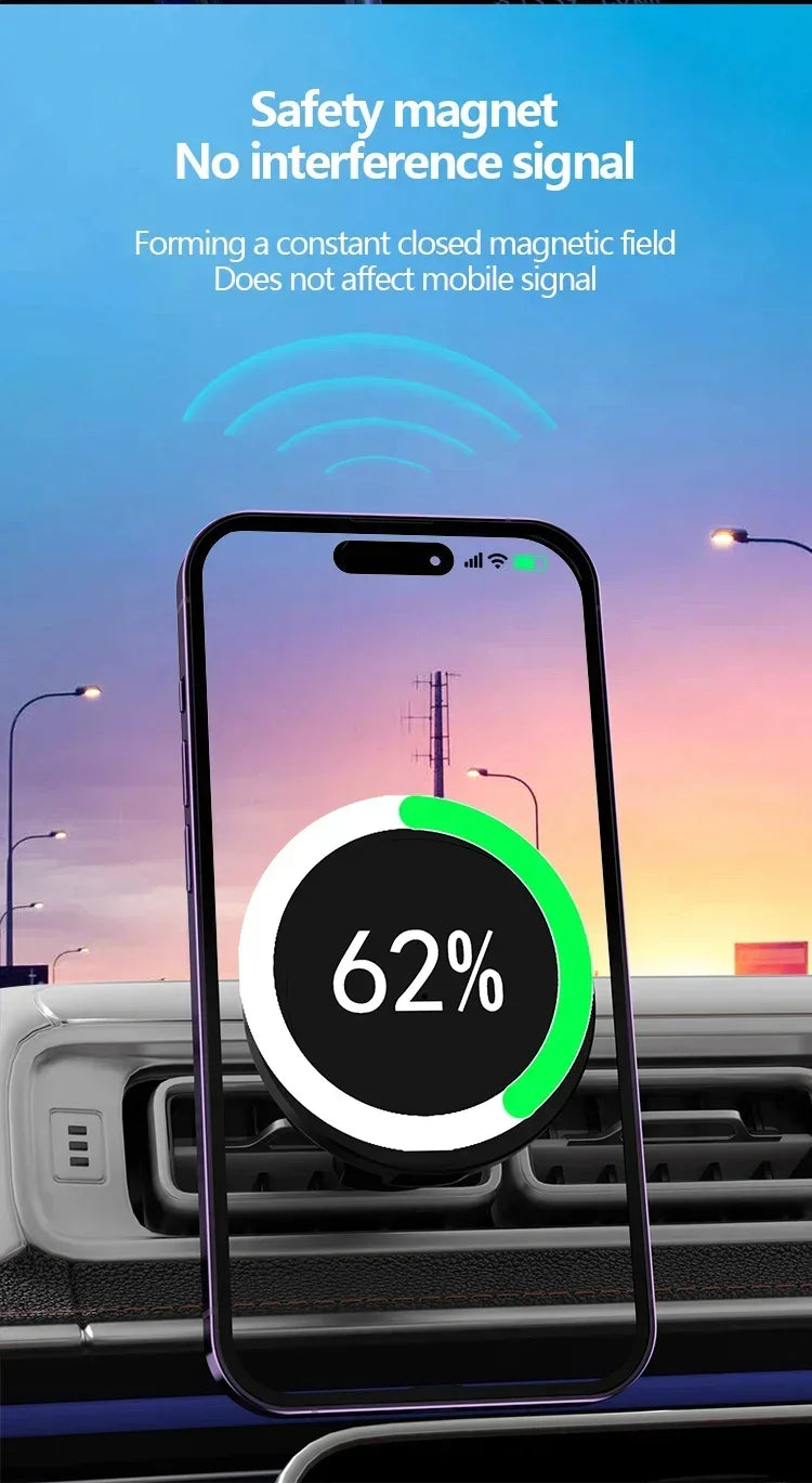 30W Magnetic Car Mobile Phone Holder Stand Wireless Charger For iPhone 15 14 13 12 Pro Max Mini Air Vent Fast Car Charging Stand