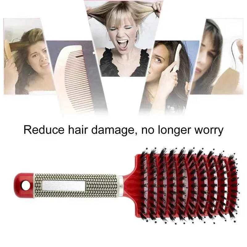 Detangling Scalp Massage Hair Brush With Boar Bristles