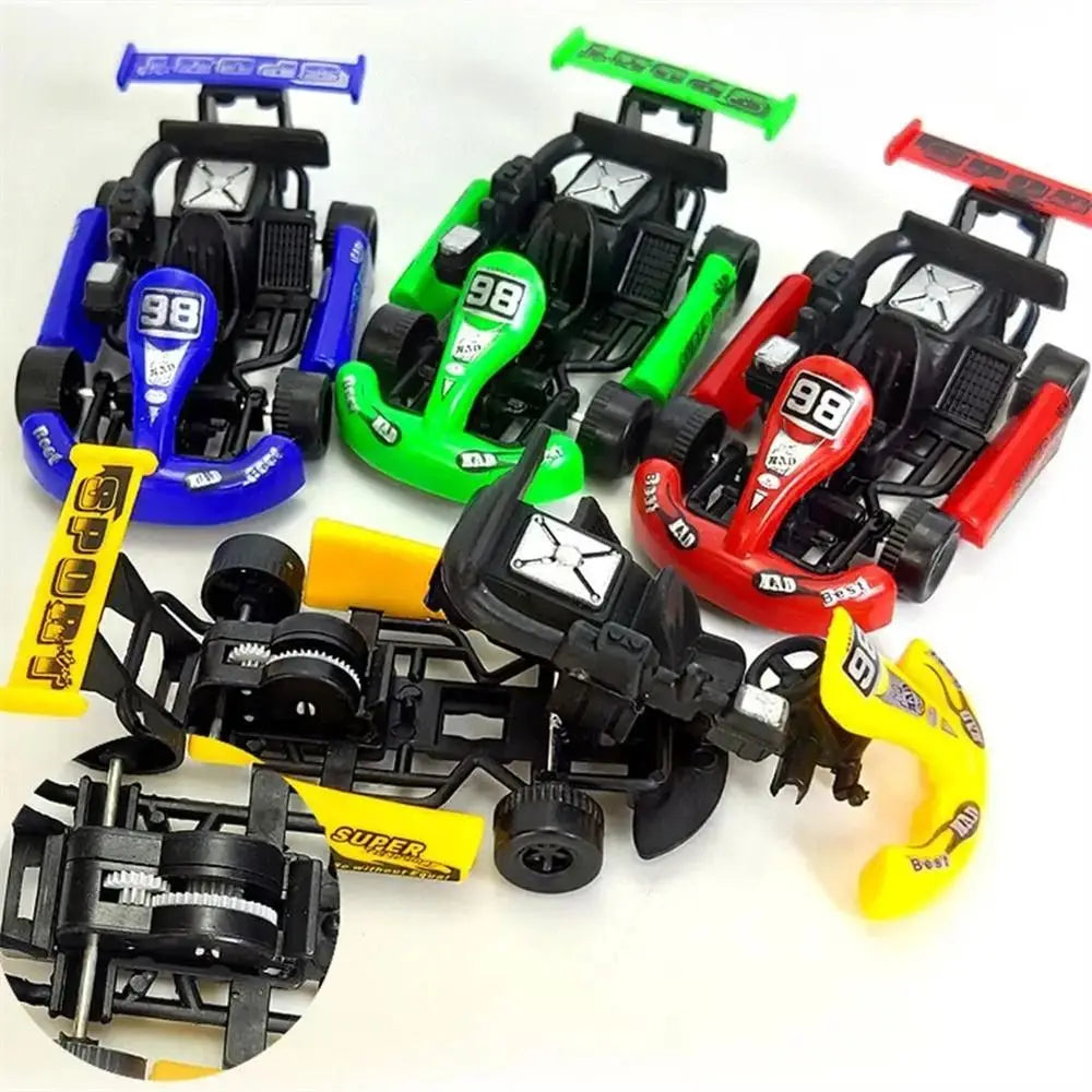 Kids Gift Four-wheel Pull Back Car Car Model Colorful Racing Model Kart Cartoon Plastic Racing Car Toy Children