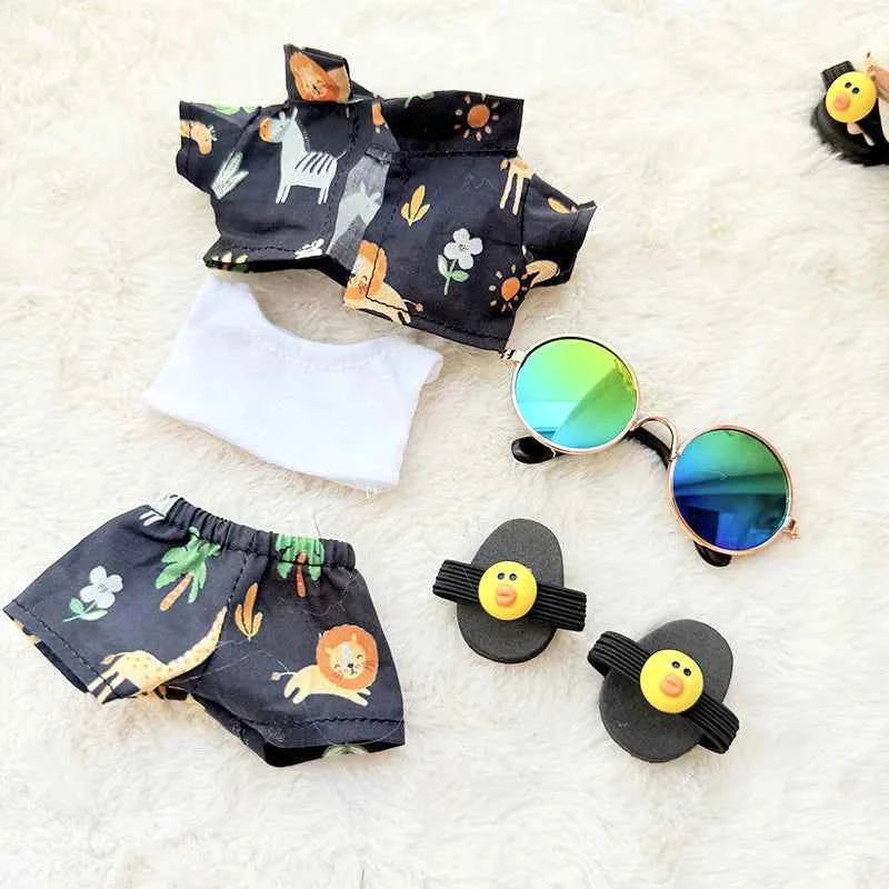 Swimsuit Beach Diving Surfboard for 15/17cm Labubu Glasses Swimming Circle for Labubu V1/V2/V3 Doll Clothes Outfit Accessories