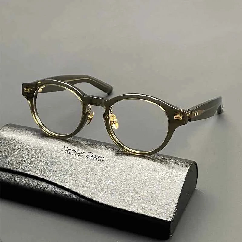 Vintage round glasses frame for men spring legs thickened with acetate optical glasses frame to make prescription glasses for my