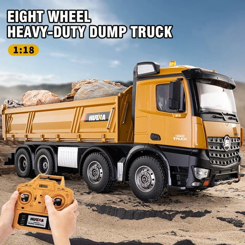 HUINA 1536 2.4G 1/14 15CH RC Metal Dump Truck Toy Die-cast Remote Control Construction Rc Truck for Boy Children Toys Xmas Gifts