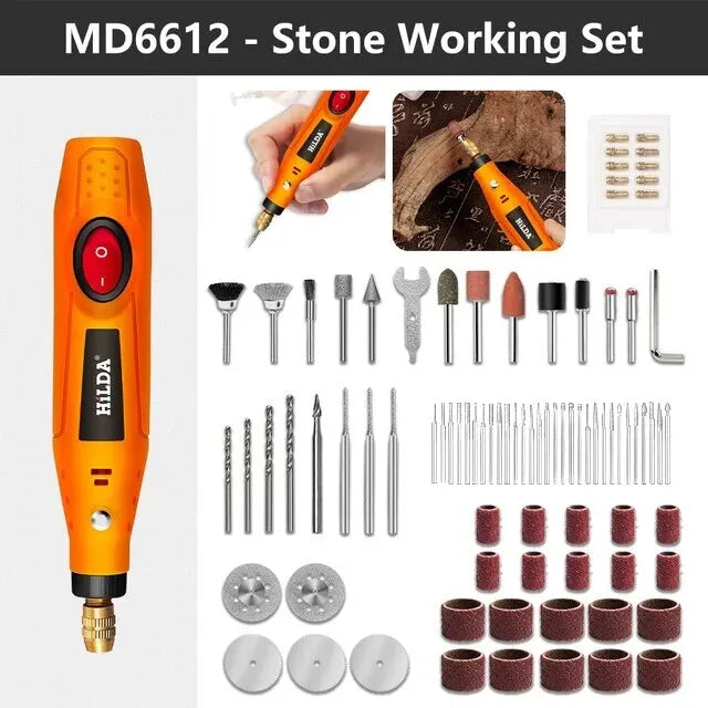 HILDA Electric Mini Drill Grinder Engraving Pen Mini Drill Electric Rotary Tool Grinding Machine Accessories