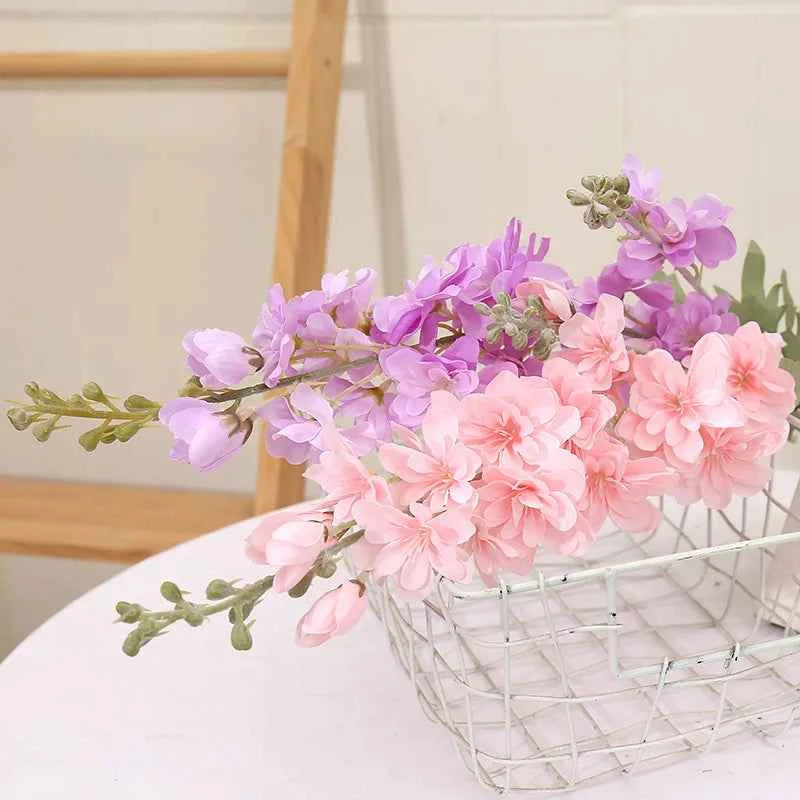 YeeNanee 6pcs Blue Delphinium Artificial Flowers Long Stem Larkspur for Wedding Centerpieces Floral Arrangements Home Vase Decor