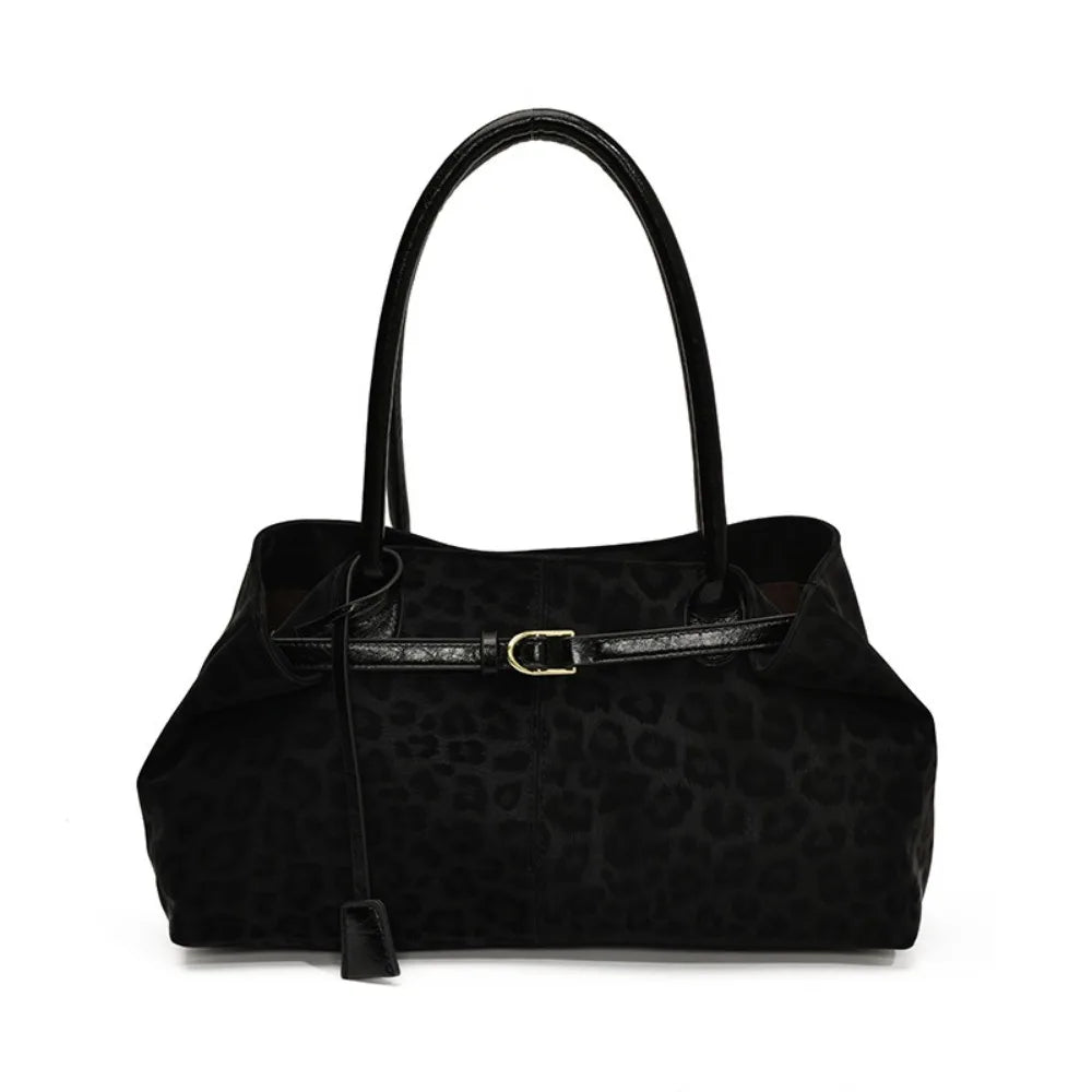 Trendy PU Leopard Print Tote Bag Large Capacity Casual Women's Shoulder Bag Versatile Underarm Bag Females Handbags Purses