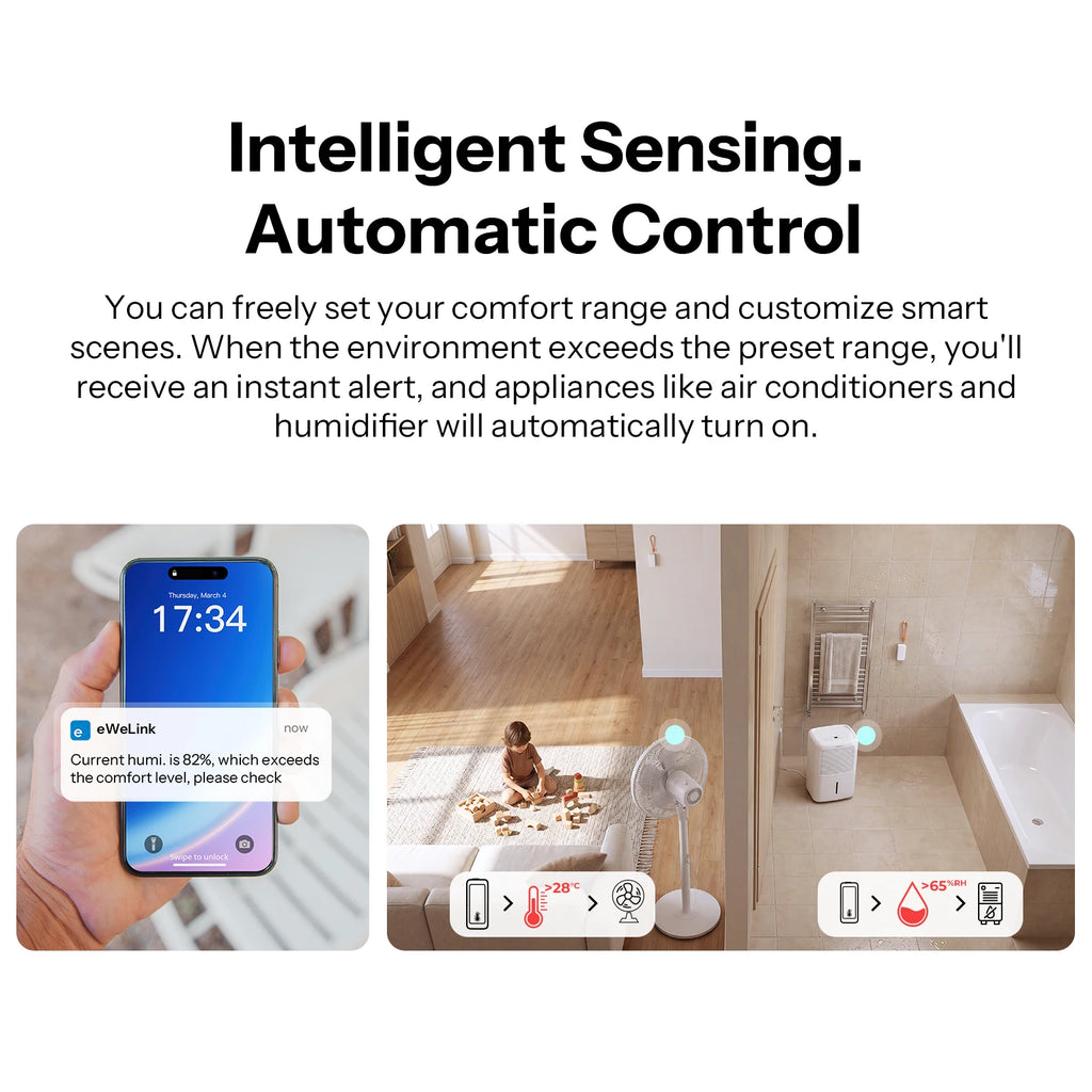 SONOFF SNZB-02B AirGuard TH Lite Zigbee Temperature Humidity Sensor,High-Accuracy Sensing, 6-Month Data Log,Long Battery Life