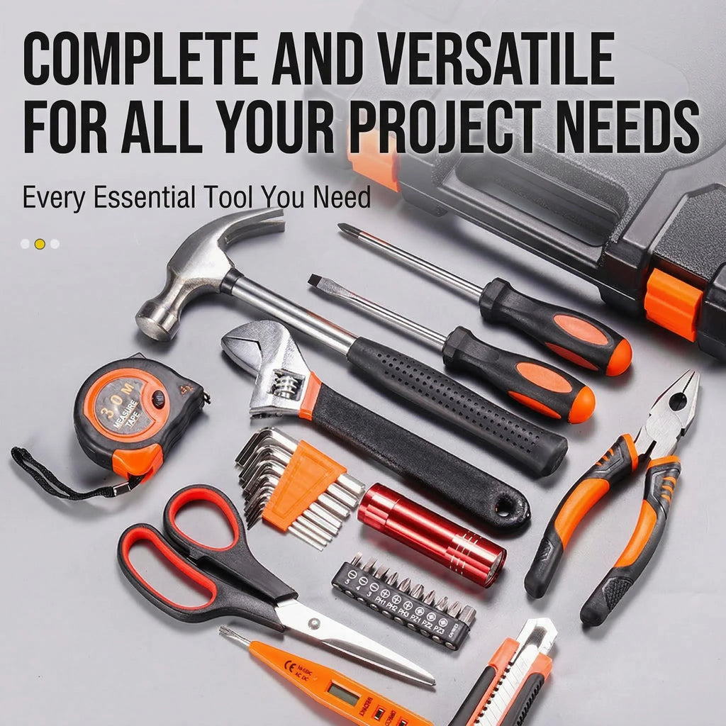 Full Set Household Tool Kit Mini Tool Set Multifunctional with Pliers Wrench Screwdriver Scissors and Combination Tools