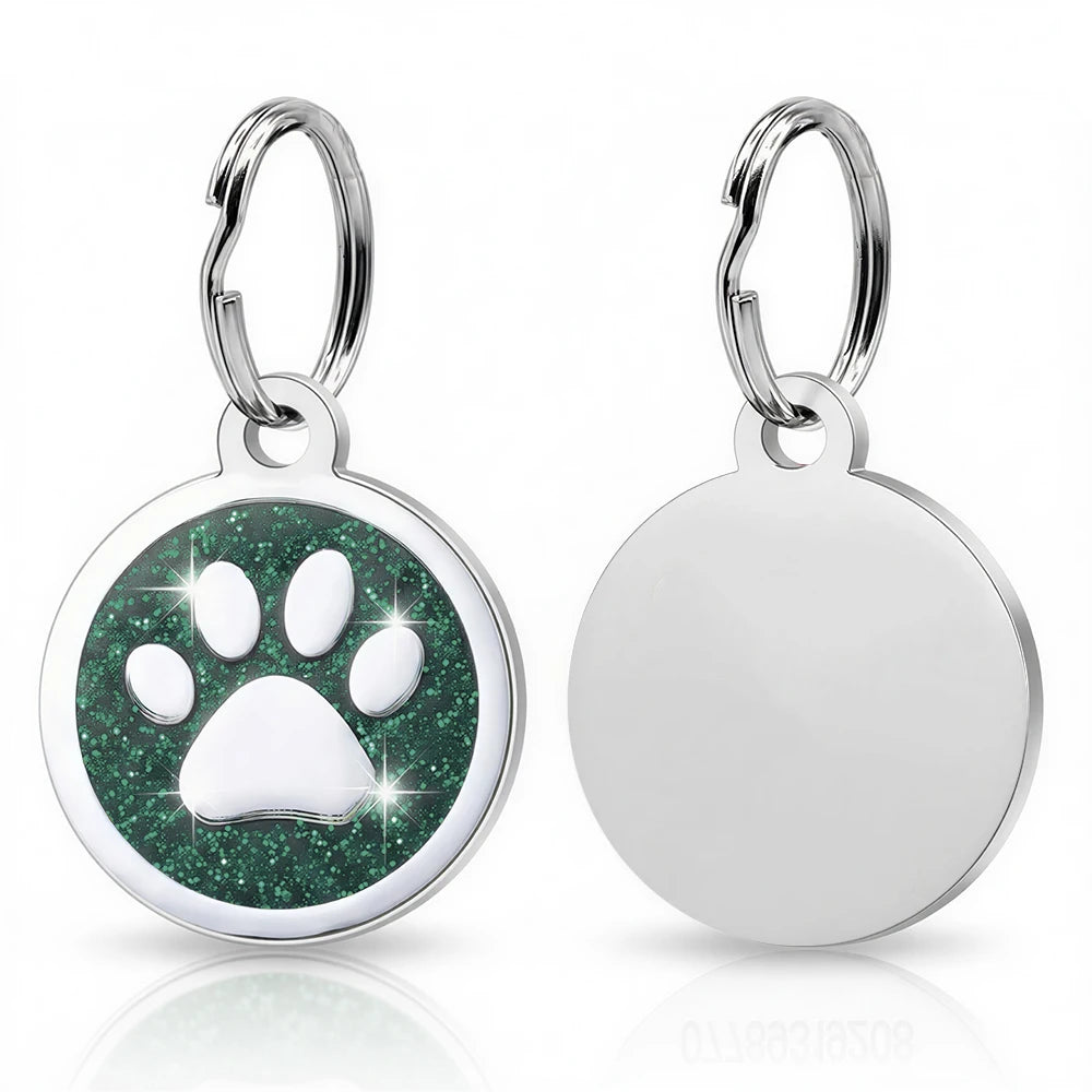 Green Tag 1Pcs Color Engraved Pet ID Tags – Personalized Dog and Cat Name Plate