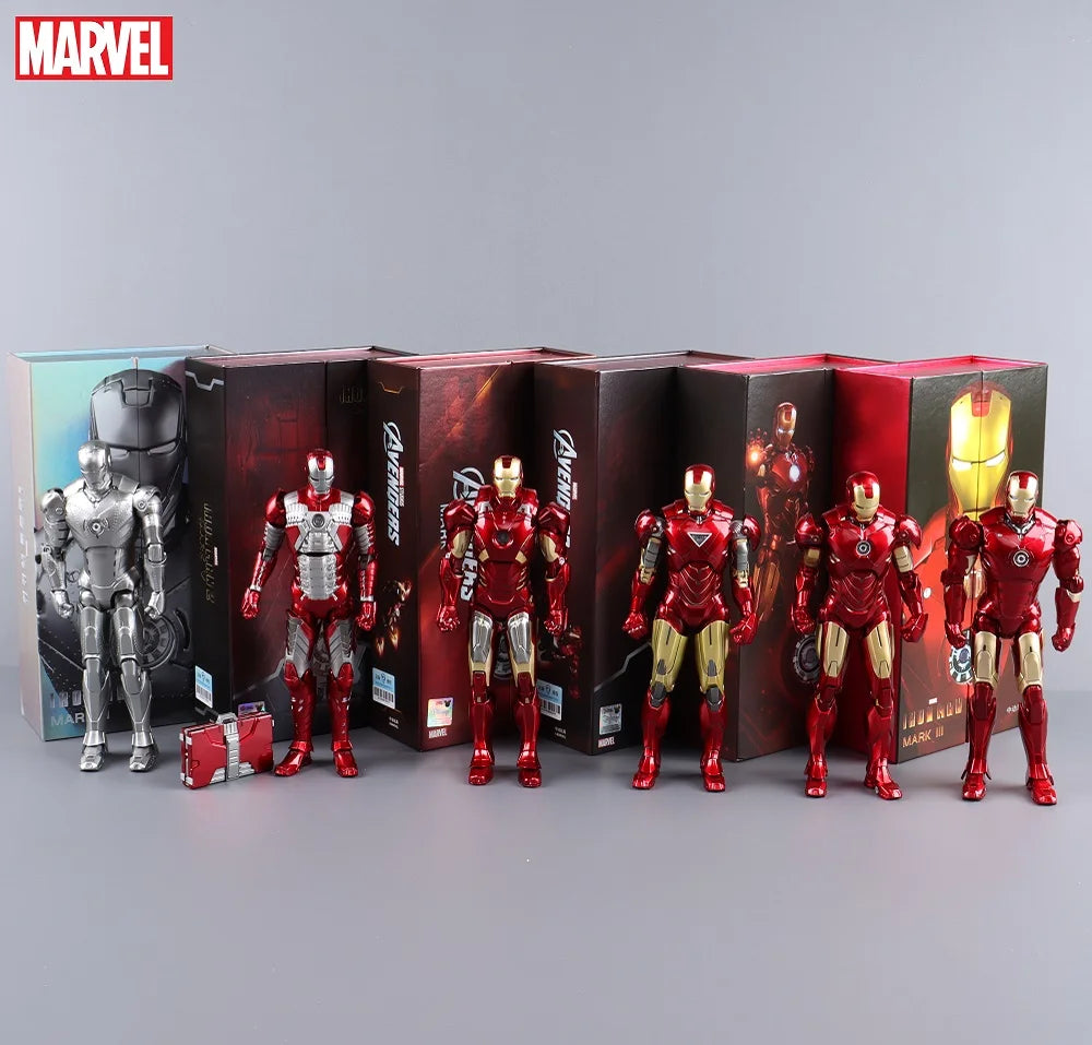 ZD Toys LED Light Iron Man MK1 MK2 MK3 MK4 MK5 MK6 MK7 MK43 MK50 7" Movie Action Figure Tony Stark Legends Toys