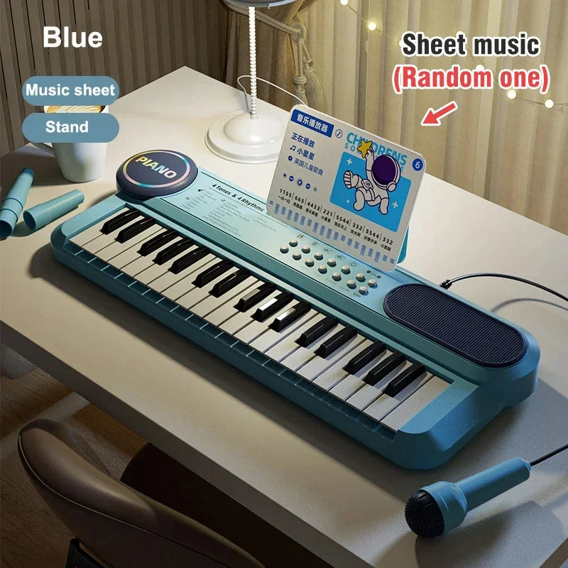 Kids Piano Keyboard 37-Key Multi-Functional Electronic Piano with Microphone Musical Instrument Educational Toy Children Gifts