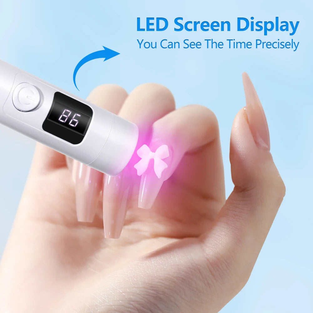 YIKOOLIN Portable Handheld UV Nail Lamp LED Mini Nail Dryer with LCD Screen USB for Gel Nails USB Rechargeable Nail Light