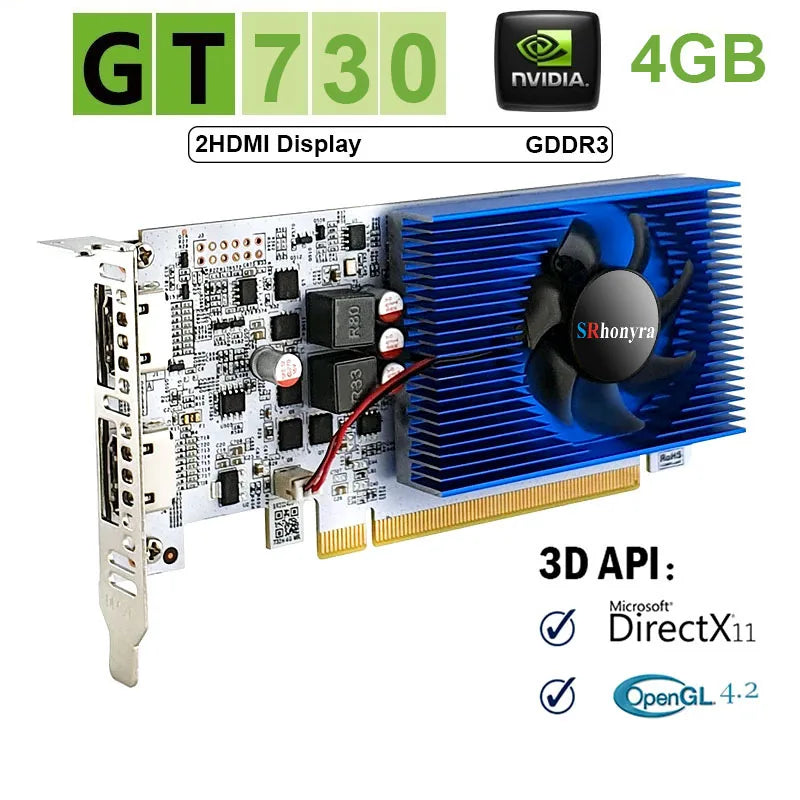 SRhonyra Low Profile Graphics Card 4GB GT730 RX550 GT1030 GTX1050 GTX1050Ti Half Height PCIe Video Card For SFF Thin ITX HTPC
