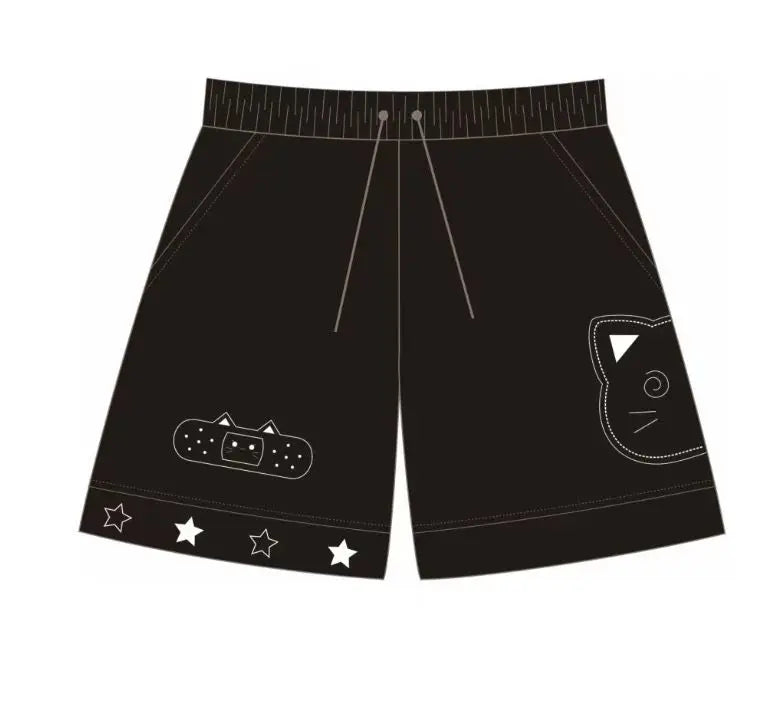 HOUZHOU Japanese Style Kawaii Women Shorts Cute Anime Cat Embroidery Short Pants Sweet Soft Girl Wide Leg Shorts Preppy Casual
