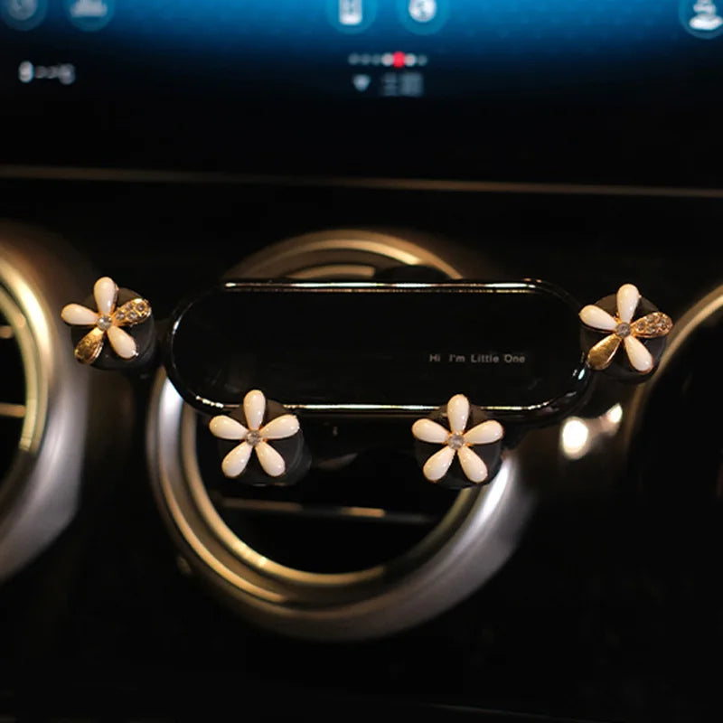 Cute Bowknot Universal Car Phone Holder Cartoon Diamond GPS Stand Gravity Bracket Auto Air Vent Clip Mount Mobile Phone Holder