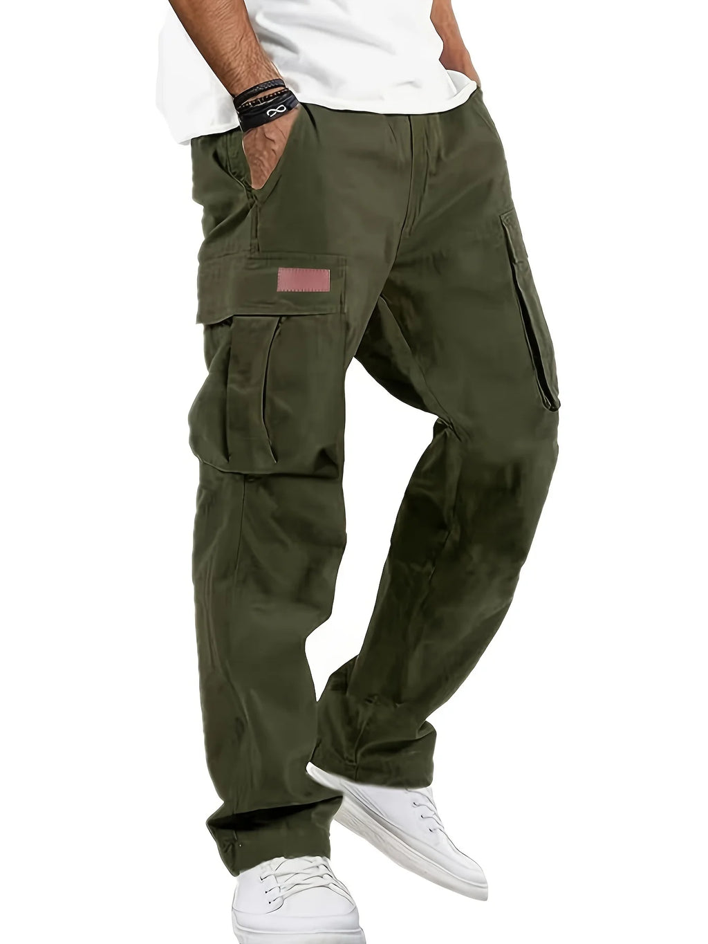 American style high street multi pocket workwear pants for men's new trendy loose straight leg versatile casual long pants