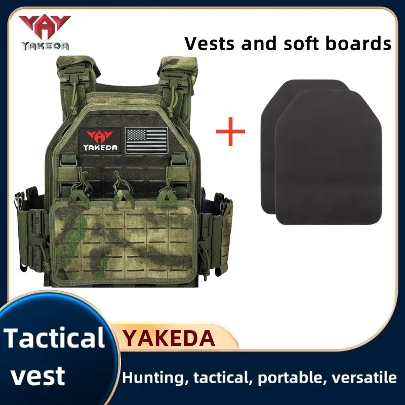 YAKEDA Tactical Vest 6094 Fast detachable light laser cut outdoor hunting black gear carry vest of high quality 1000D nylon