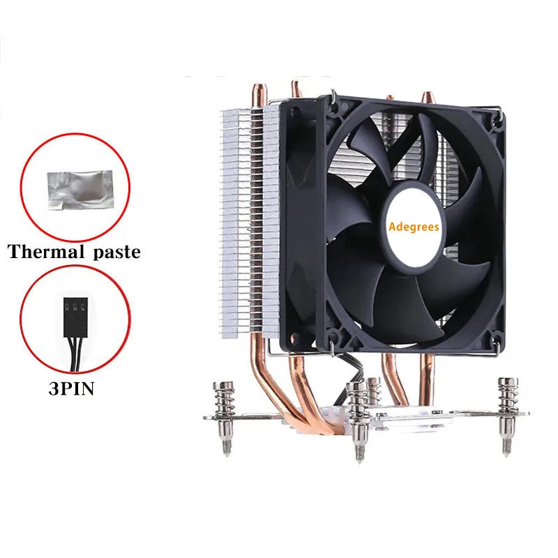 2Heat Pipes CPU Air Cooler 3PIN/4PIN PWM X99 Silent PC Radiator for Intel LGA 2011 1700 1150 1151 1366 1155 1156 X79 1200 1851