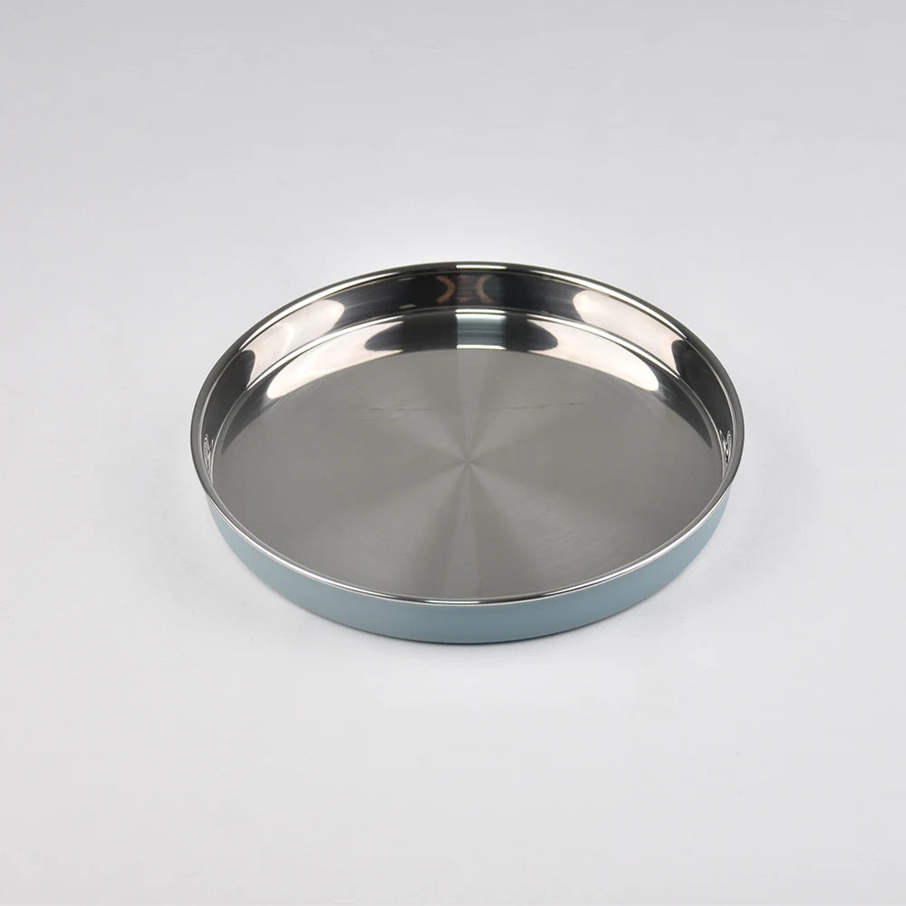 Big Baby Feeding Plate Silicone Stainless Steel Boy Girl Tableware Cute Plain