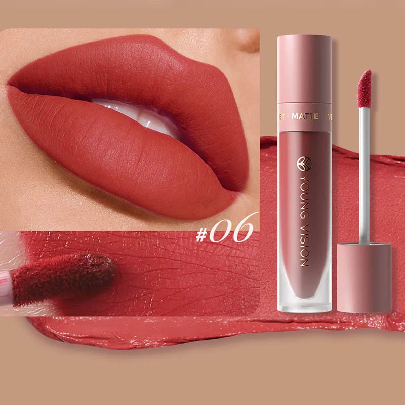 DUNUF  8-color matte velvet smooth easy-to-apply square tube lip gloss waterproof three-dimensional plumping lipstick