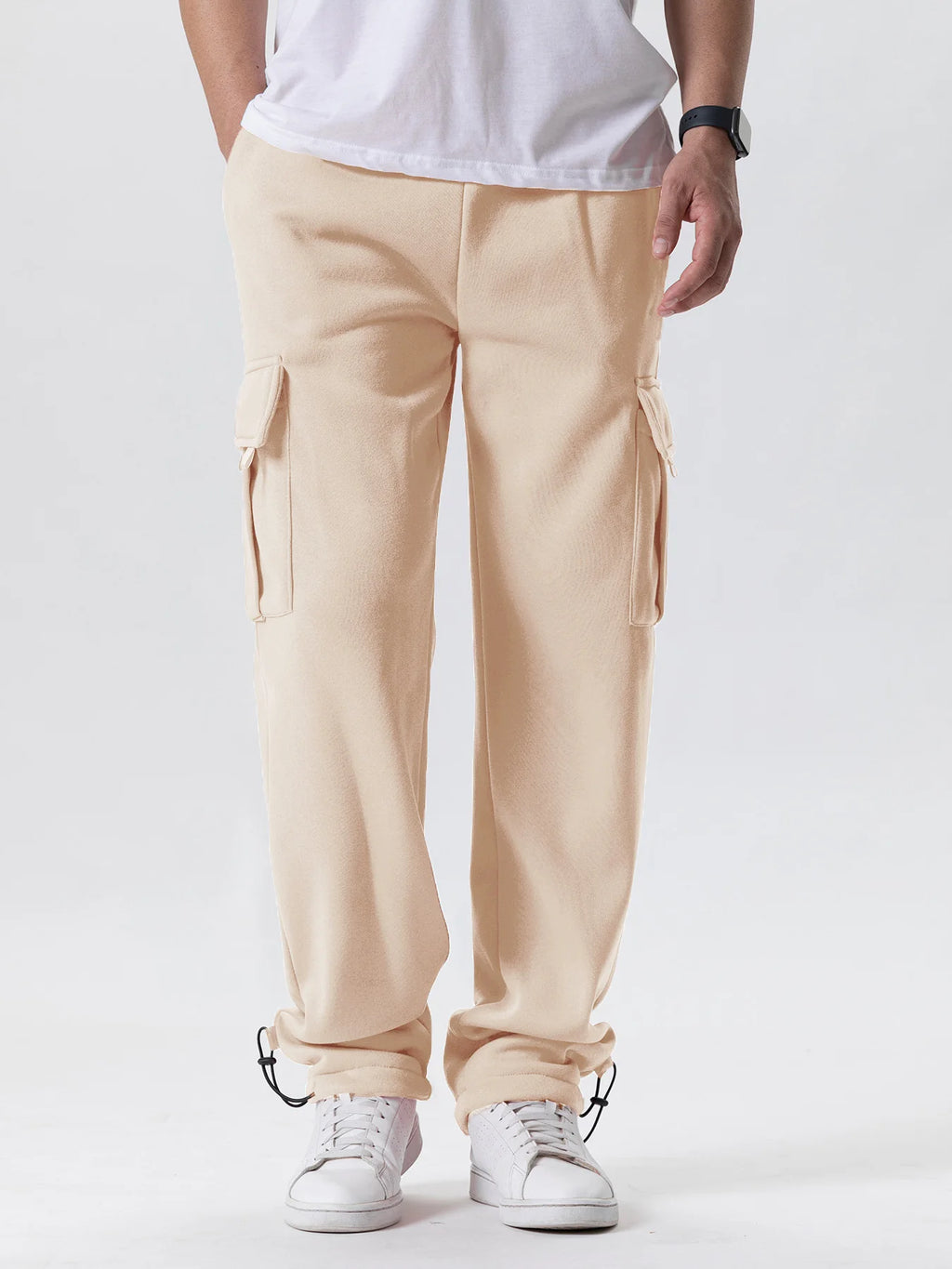 Mens Sweatpants Straight Fit Joggers for Sports and Streetwear Loose Oversized Drawstring Long Pants Men Multi-pocket Pants