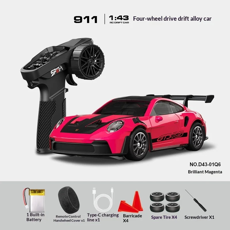Mini Alloy RC Car 1:43 High-Speed Drifting Sports Car Boys Toy Four-Wheel Drive Simulation Race Car Remote Control Vehicle