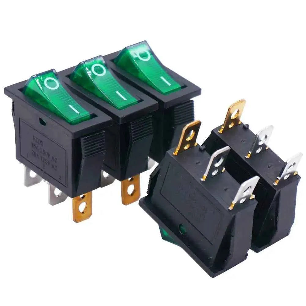 8/24Pcs AC 250V/15A 125V/20A Illuminated LED On/Off SPST 3 Pin 2 Position Mini Boat Rocker Toggle Switch Snap for Househould DIY