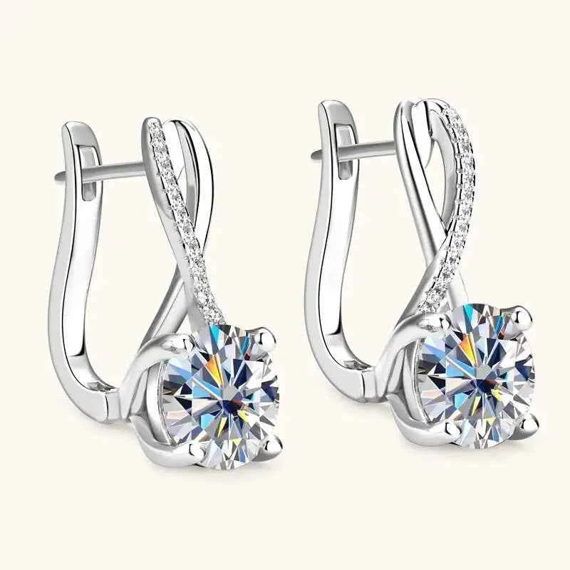 Taoyu D2.0CT Moissanite Drop Hie Earrings Real Silver Women Gold Plated Hoops Infinite Earring Certified Wedding Jewelry